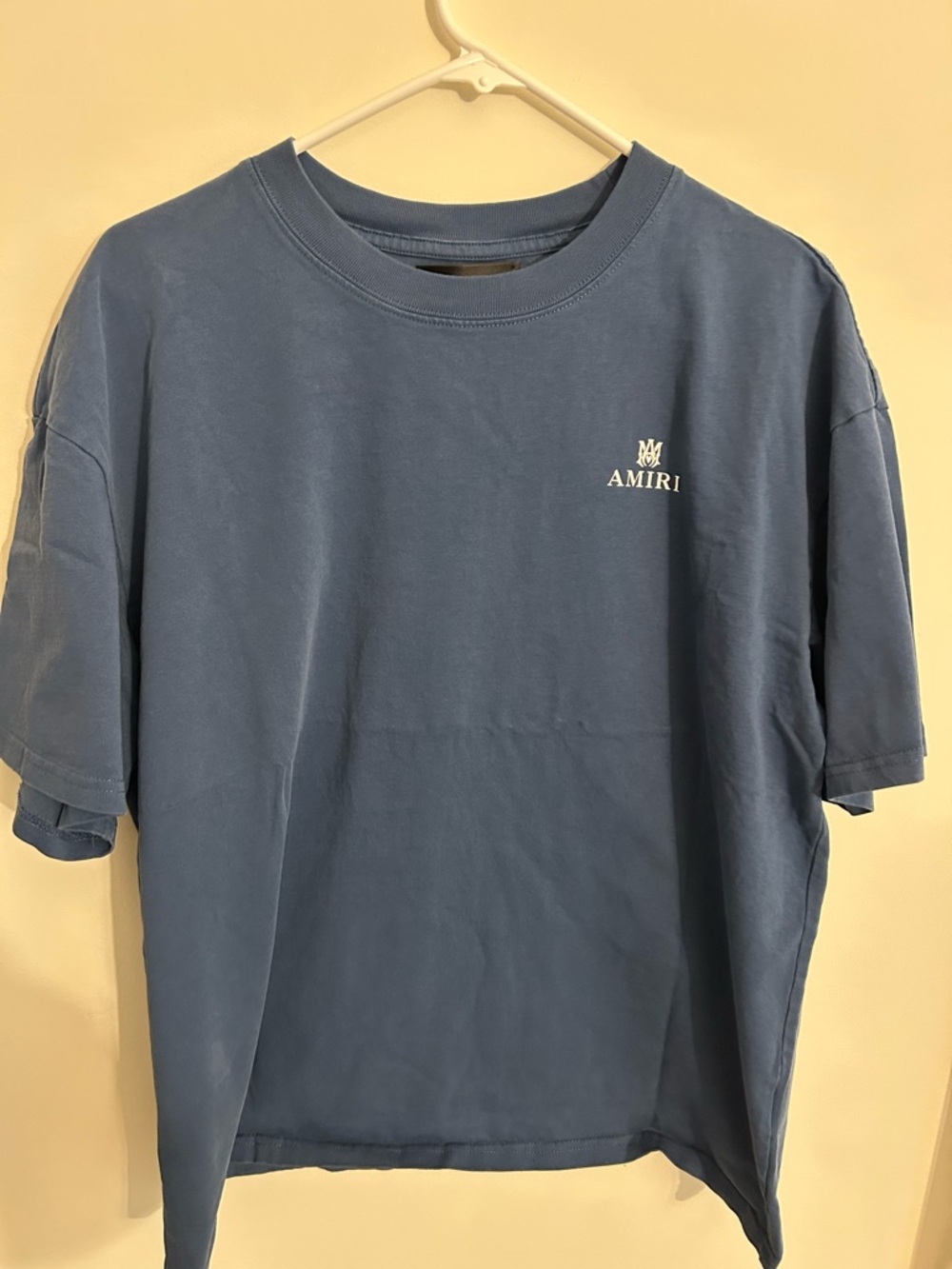 AMIRI Navy Blue Small Logo Cotton Crew Tee